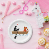 Kat en roeier in boot grappige grillige huisdieren papieren bordje (Feest)