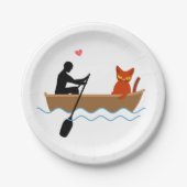 Kat en roeier in boot grappige grillige huisdieren papieren bordje (Voorkant)
