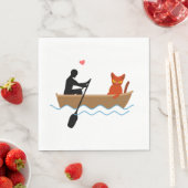 Kat en roeier in boot grappige grillige huisdieren servet (Insitu)