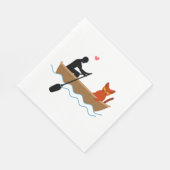 Kat en roeier in boot grappige grillige huisdieren servet (Hoek)