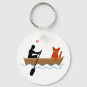 Kat en roeier in boot grappige grillige huisdieren sleutelhanger (Achterkant)