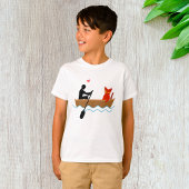 Kat en roeier in boot grappige grillige huisdieren t-shirt