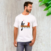 Kat en roeier in boot grappige grillige huisdieren t-shirt