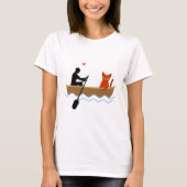 Kat en roeier in boot grappige grillige huisdieren t-shirt (Voorkant)