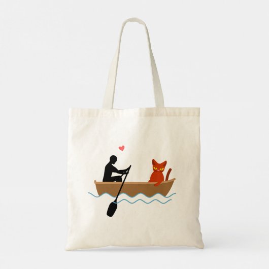 Kat en roeier in boot grappige grillige huisdieren tote bag (Achterkant)