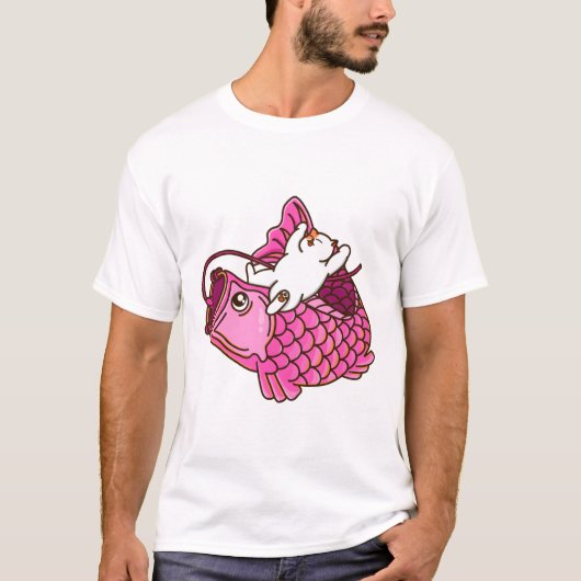 Kat en Roze Koinobori T-shirt (Voorkant)
