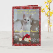 Kat en Santa Kaart (Gele Bloem)