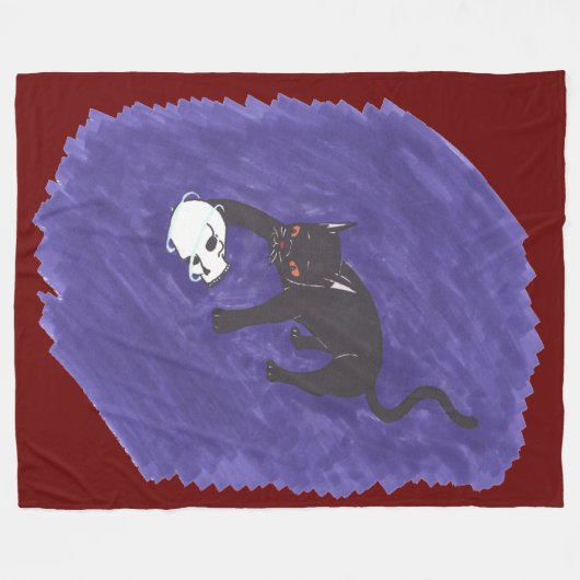Kat en schedel fleece deken (Voorkant (Horizontaal))