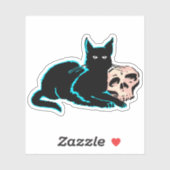 Kat en schedel Halloween illustratie Sticker (Vel)