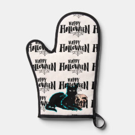 Kat en schedel Happy Halloween Ovenwant
