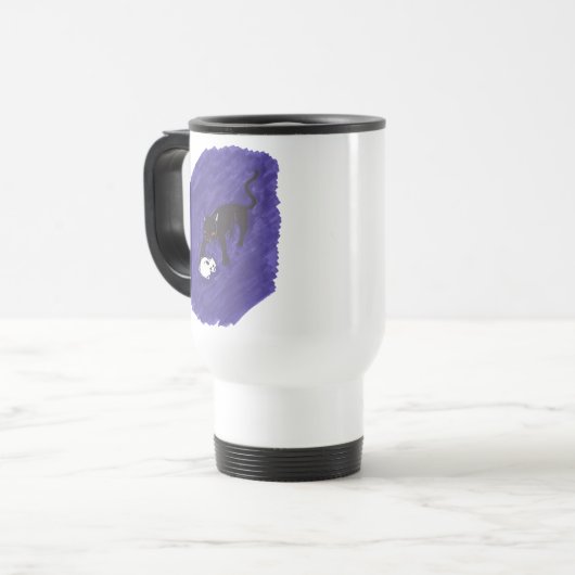 Kat en schedel reisbeker (Voorkant links)