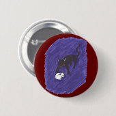 Kat en schedel ronde button 5,7 cm (Voorkant /achterkant)