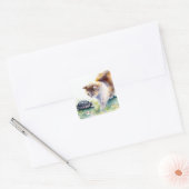 Kat en schildpad vierkante sticker (Envelop)