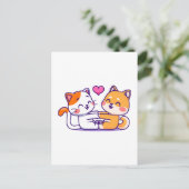 Kat En Shiba Inu Briefkaart (Staand voorkant)