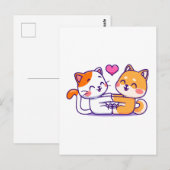 Kat En Shiba Inu Briefkaart (Voorkant / Achterkant)