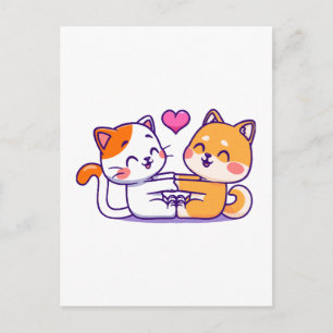 Kat En Shiba Inu Briefkaart