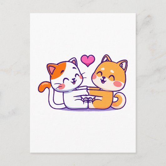 Kat En Shiba Inu Briefkaart (Voorkant)