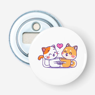 Kat en Shiba Inu Button Flesopener