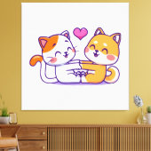 Kat en Shiba Inu Canvas Afdruk (Insitu (Woonkamer))