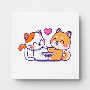 Kat En Shiba Inu Fotoplaat