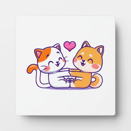 Kat En Shiba Inu Fotoplaat (Voorkant)