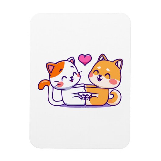 Kat en Shiba Inu Magneet (Verticaal)