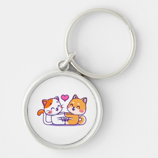 Kat En Shiba Inu Sleutelhanger (Voorkant)