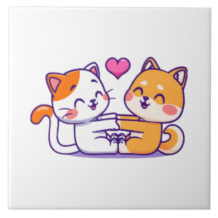 Kat en Shiba Inu Tegeltje