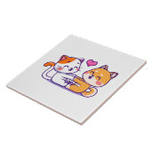 Kat En Shiba Inu Tegeltje (Zijkant)