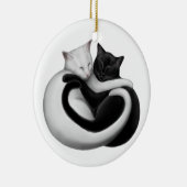 Kat- en sierkatten met zwarte en witte liefde keramisch ornament (Rechts)