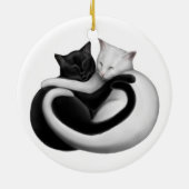 Kat- en sierkatten met zwarte en witte liefde keramisch ornament (Achterkant)