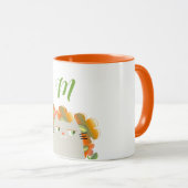 Kat en Sinaasappel Bloemen Lente Monogram Initiaal Mok (Voorkant rechts)