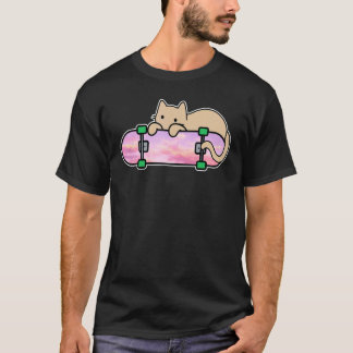 Kat en Skateboard Skateboarden Verlegen kat schaat T-shirt