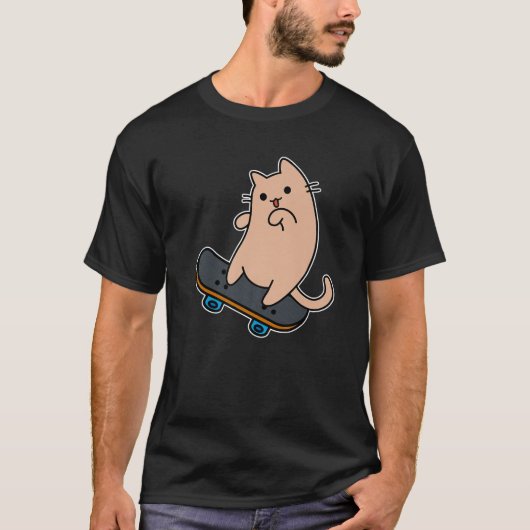 Kat- en skateboardskateboarden Funny Cartoon Kit T-shirt (Voorkant)