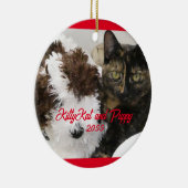 Kat en Speelgoed Hond, Uw Huisdier Foto Keramisch Ornament (Rechts)