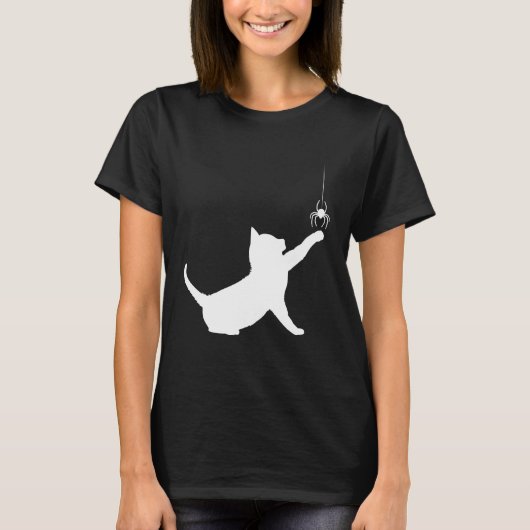 Kat en spin in Silhouette T-shirt (Voorkant)