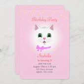 Kat en sterren op uitnodiging van lichtroze meisje (Voorkant / Achterkant)