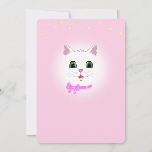 Kat en sterren op uitnodiging van lichtroze meisje (Achterkant)