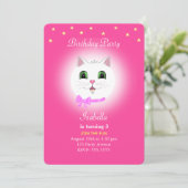 Kat en sterren op uitnodiging van roze meisje (Staand voorkant)