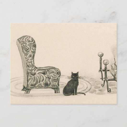 Kat en stoel uit het boek van 1921 briefkaart (Voorkant)