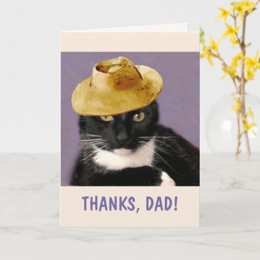 Kat en Sun Pet Vaderdag Kaart (Gele Bloem)