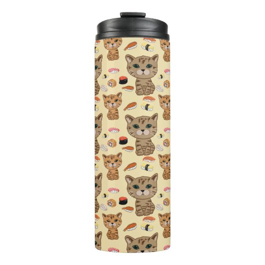 kat- en sushi-patroon thermosbeker (Voorkant)