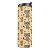 kat- en sushi-patroon thermosbeker (Gedraaid links)