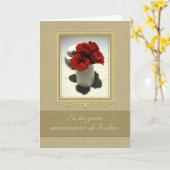 Kat en thee Rozen Gran Aniversario de Bodas Kaart (Gele Bloem)