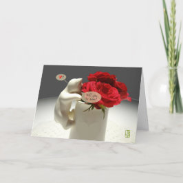 Kat en thee Rozen U zult mijn Valentijn zijn Kaart