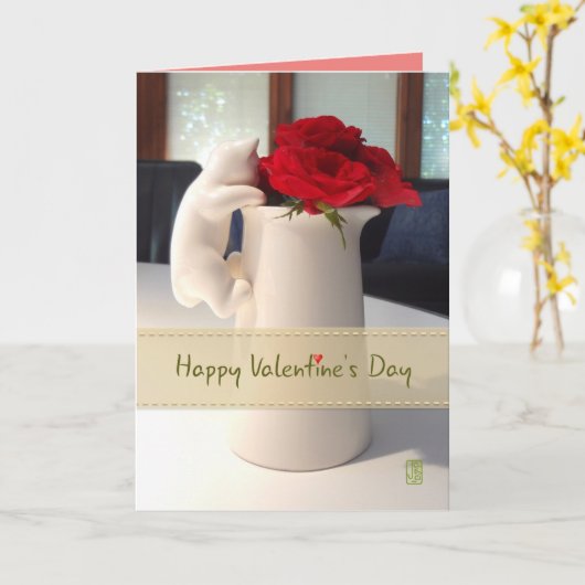 Kat- en thee-Rozen voor een zoete Valentijn Kaart (Gele Bloem)