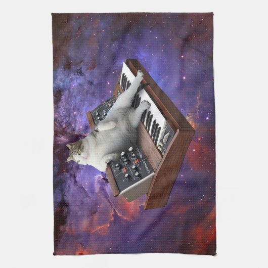 Kat en toetsenbord theedoek (Verticaal)