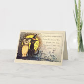 Kat en uil in Moonlight  Halloween Kaart (Voorkant)