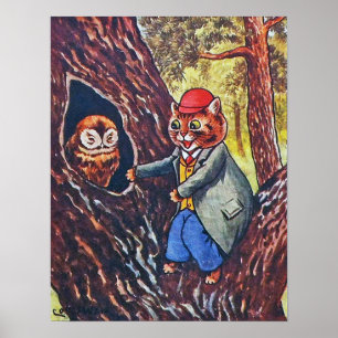 Kat en Uil, Louis Wain Poster