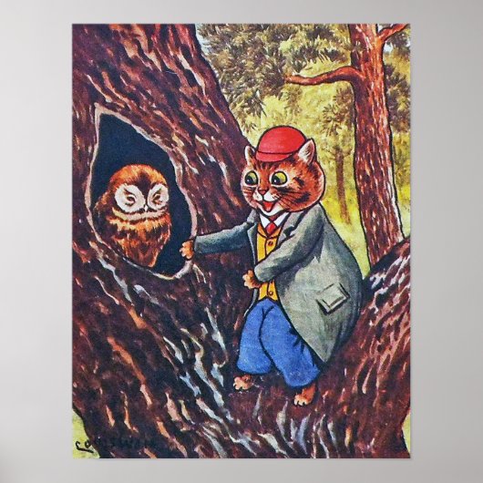 Kat en Uil, Louis Wain Poster (Voorkant)